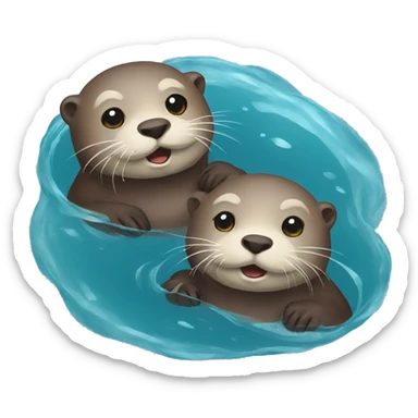 two otters floating in water sticker