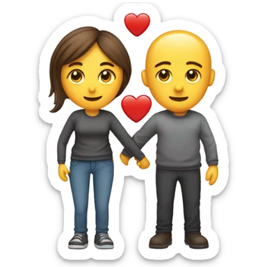 An emoji of a couple in love, standing side by side with a heart between them, symbolizing their romantic relationship sticker
