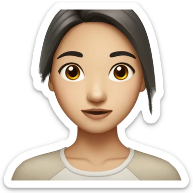 Asian girl with small dark brown eyes sticker