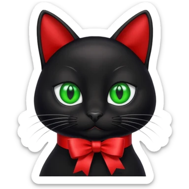 Black cat with red 🎀 emoji sticker