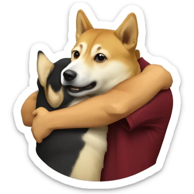 elon mush hug doge coin sticker