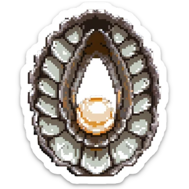 Open oyster shell with glowing pearl inside, underwater treasure sticker