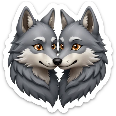 anthropomorphic male wolfs kissing  sticker