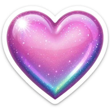 pink heart with sparkling glitter effect sticker