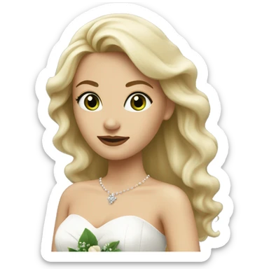A blonde woman with green in wedding dress  sticker