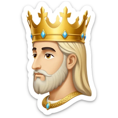 Cyrus the Great, side profile, golden crown, dignified sticker
