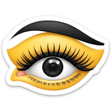 eyelash strip above an open eye sticker