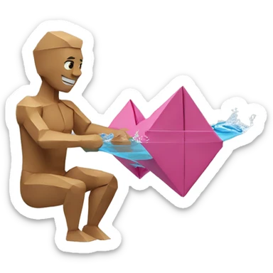 origami man swimming breaststroke sticker