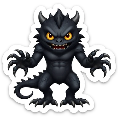 Scary, black monster with feet and arm sticker