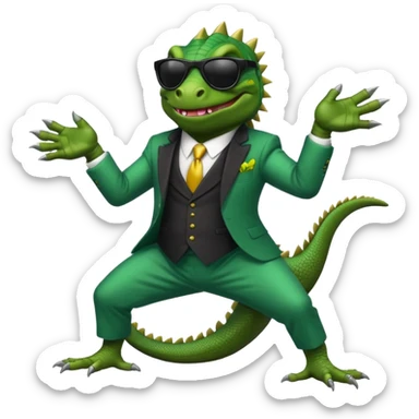 capitalist iguana banker godfather with black sunglasses breakdance no problem sticker