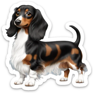 Black & brown Merle long haired Dachshund side sticker