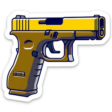 Glock 17 handgun with a switch sticker