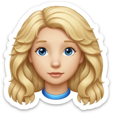 Long, straight, blonde hair, blue eyed woman.   Wavy, blonde goldendoodle sticker