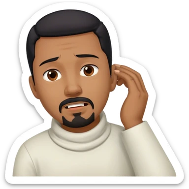 Man with black hair and goatee holding neck in pain sticker