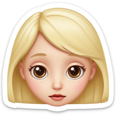 shy vanilla cream with big eyes and rosy cheeks sticker