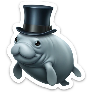 Manatee with top hat sticker