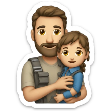 Tall-big-Geologist-man-carrying-toddler-girl sticker