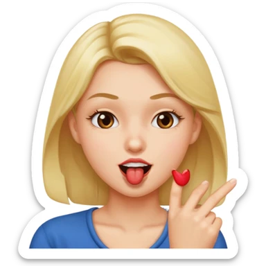 Finger biting flirty face sticker