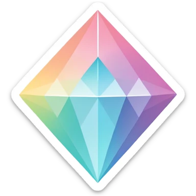 A sleek diamond logo with a black outline, set against a pastel gradient in four different colors. Smaller diamonds surround it, forming a larger diamond pattern. Playful yet polished, perfect for branding or digital media. sticker