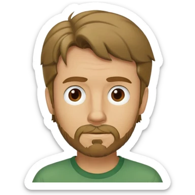 shaggy rogers caucasian man, dark blonde, goatee, brown eyes, green shirt from scooby doo sticker