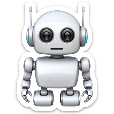 robot cartoon simple kid toy white innocent funny gudget chatGPT friendly round adorable musical sticker