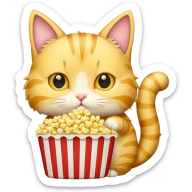 kitty eat pop corn sticker