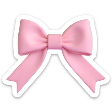 3D emoji style bow, pastel pink, soft and plush sticker
