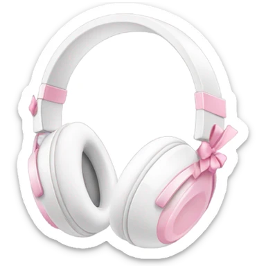 white headphones with baby pink bows sticker