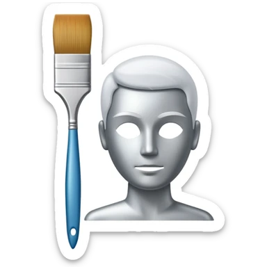 A paintbrush that transforms into a human silhouette, symbol of artistic identity sticker