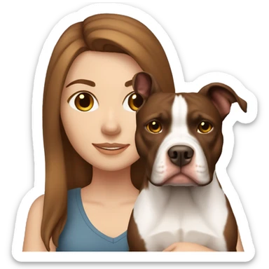 White girl with brown hair with her pitbull dog sticker