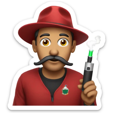 A man with a cardinals hat and a vape on his mouth sticker