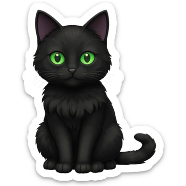 Bir siyah renkli kedi gözleri yeşil ve oturuyor sticker