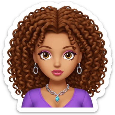 antonia gentry as pretty bratz baddie, brown curly hair sticker