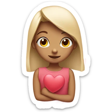 shy girl with hearts around sticker