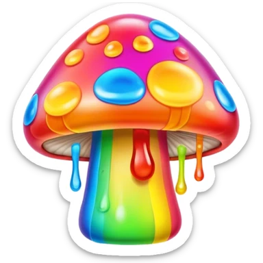 gummy neon rainbow melting mushroom  sticker