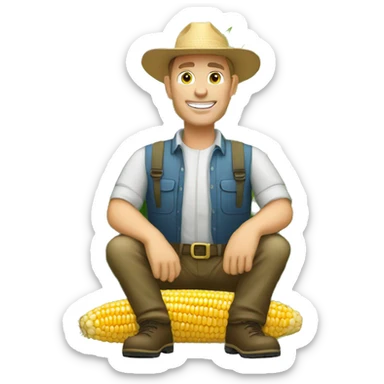 White Farmer Corn productor  sticker