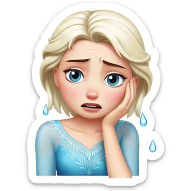 Elsa crying because she hurt her knee sticker