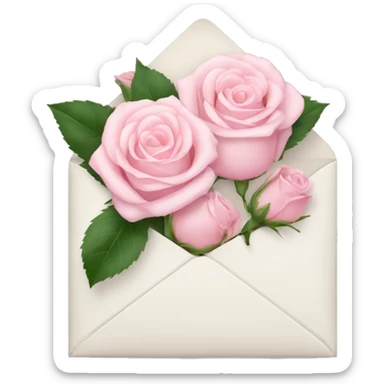 White envelope with light pink roses sticker