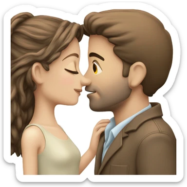 White Couple kissing girl 1.63 meter boy 1.80 meter. Both brunette sticker