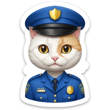 white cat police sticker