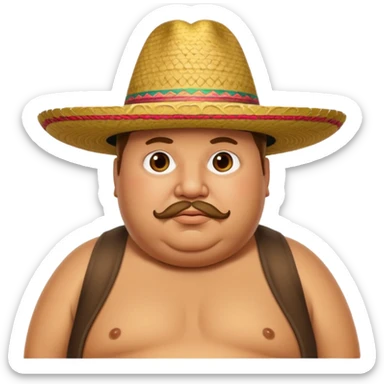 Obese man with sombrero sticker