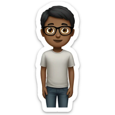 Boy with glasses with black short hair  sticker