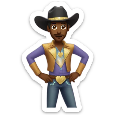 Sparkly disco cowboy heart sticker