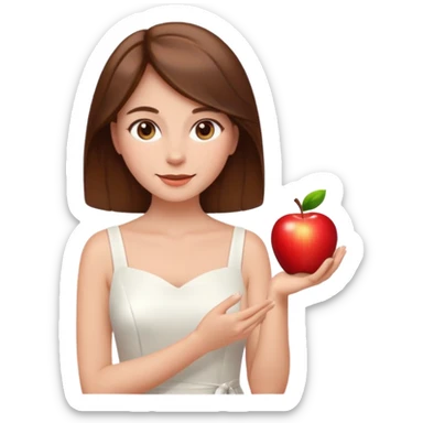 emoji of a beautiful woman with soft facial features, smooth skin, gentle smile, expressive eyes, and shiny hair. Clean lighting, warm tones, elegant and friendly expression, minimalist white background, polished Apple emoji aesthetic sticker