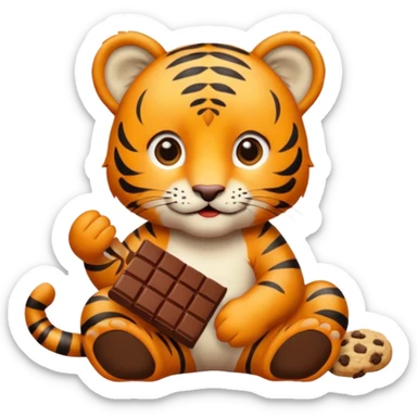 Cute Tiger eating Cookies sticker
