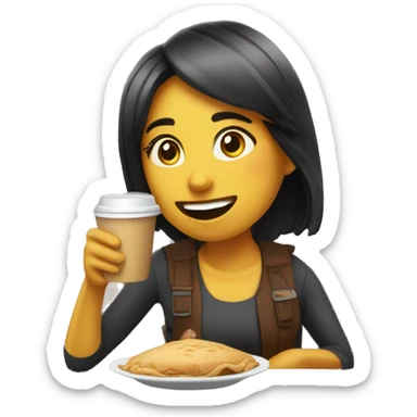 Chica bebiendo café  sticker