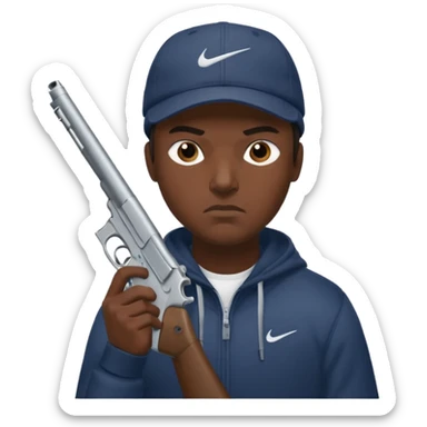 Emoji con arma y gorra Nike pero gánster de hombre sticker
