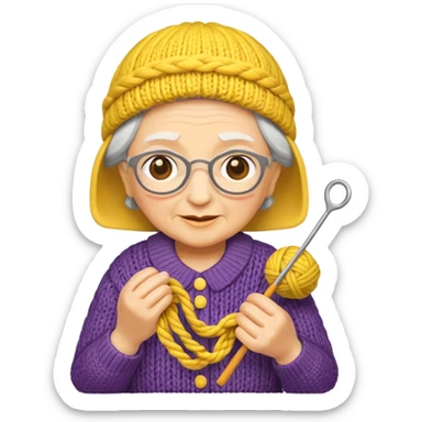 knitting grandma yellow sticker