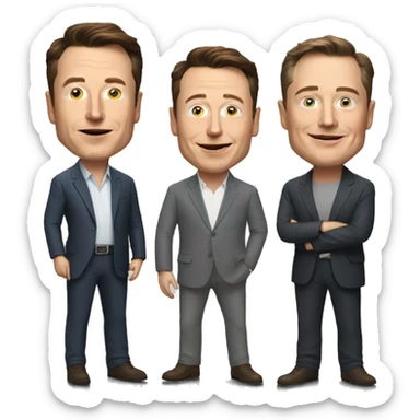 Generate the image of elon musk with steve and bill sticker
