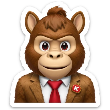 Donkey Kong🦍💪🐵 with red tie with his initials (DK) on sticker